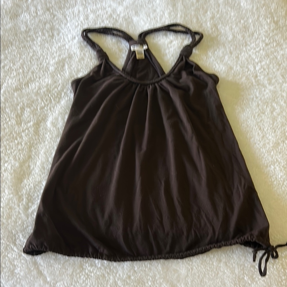American Rag Brown Women's Top Racer Back draw string waist